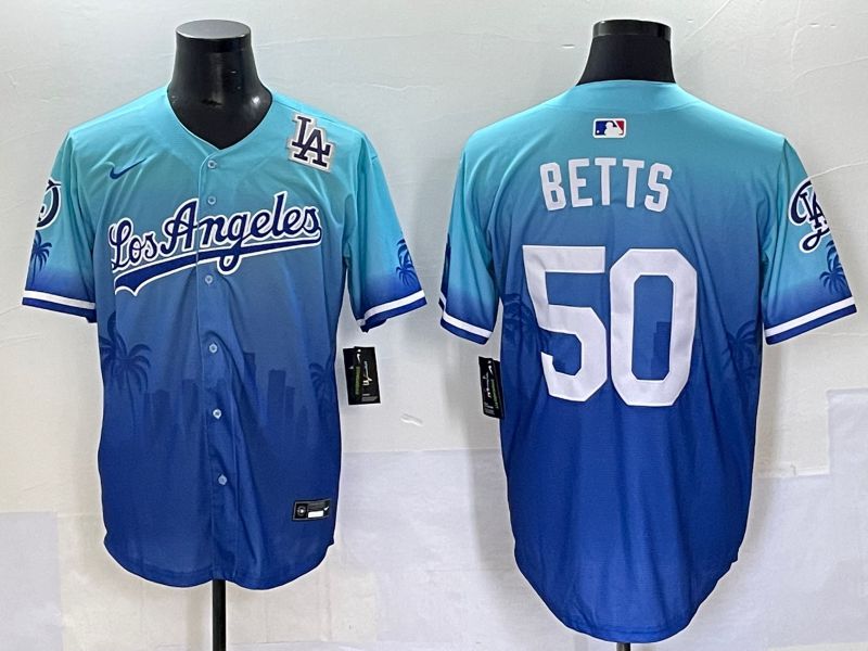 Men 2025 Los Angeles Dodgers #50 Betts Blue Nike MLB Jersey Daoqite style 7